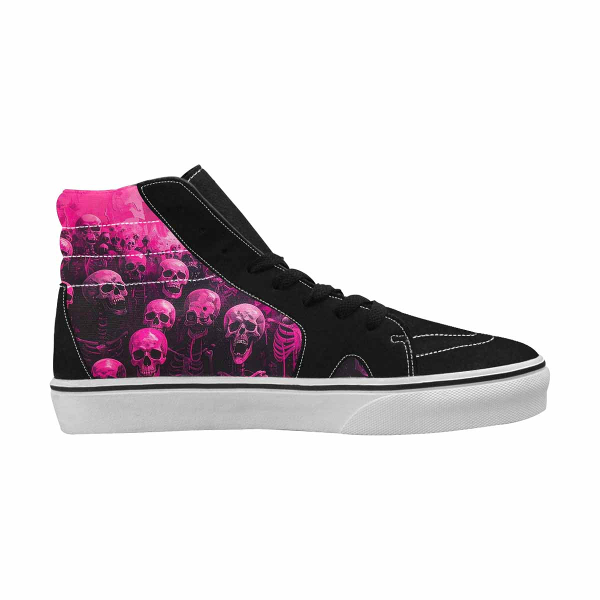 MEN'S Skeletons  Neon Pink High Top Canvas Grunge Custom Shoes