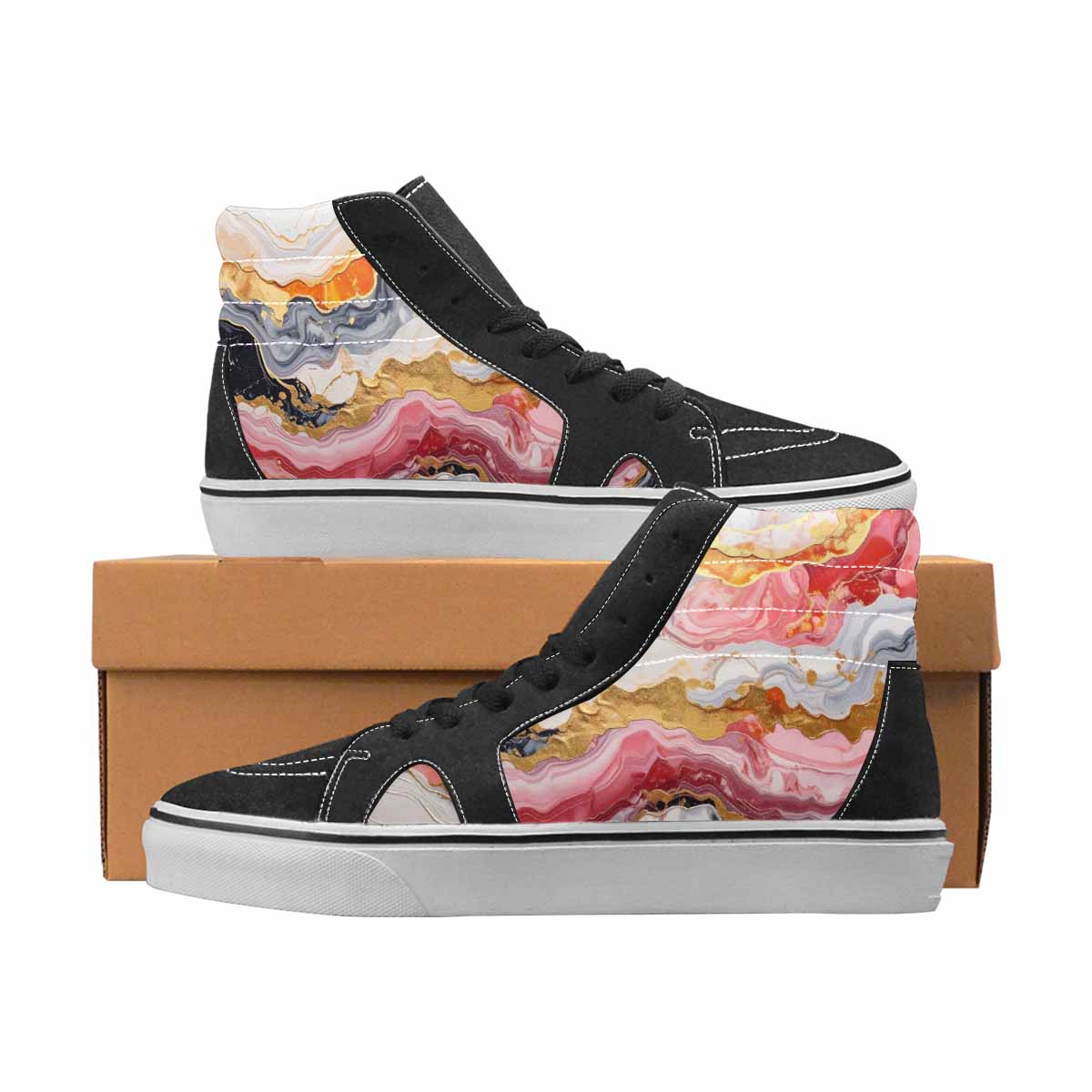 WOMEN'S Marble High Top Canvas Original Design Vivid Custom Canvas Shoes