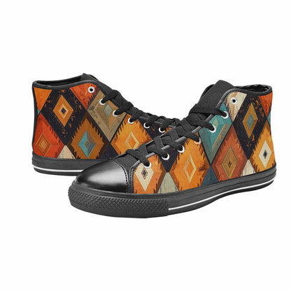 WOMEN'S Southwestern Geometric Diamond High Top Canvas Grunge Custom Sneakers