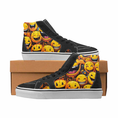 WOMEN'S Smiley Face Yellow High Top Canvas Personalized Aesthetic Shoes