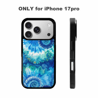iPhone 17 Pro Case — Tie Dye Ocean Blues Blended Tie, Customized Protective Case