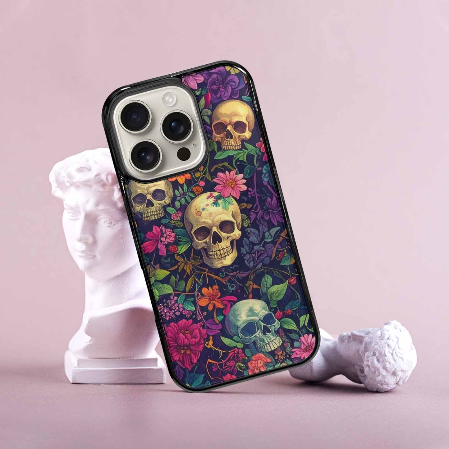 iPhone 16 Pro Case — Skulls Botanicalskulls Pattern, Unique Phone Case Design