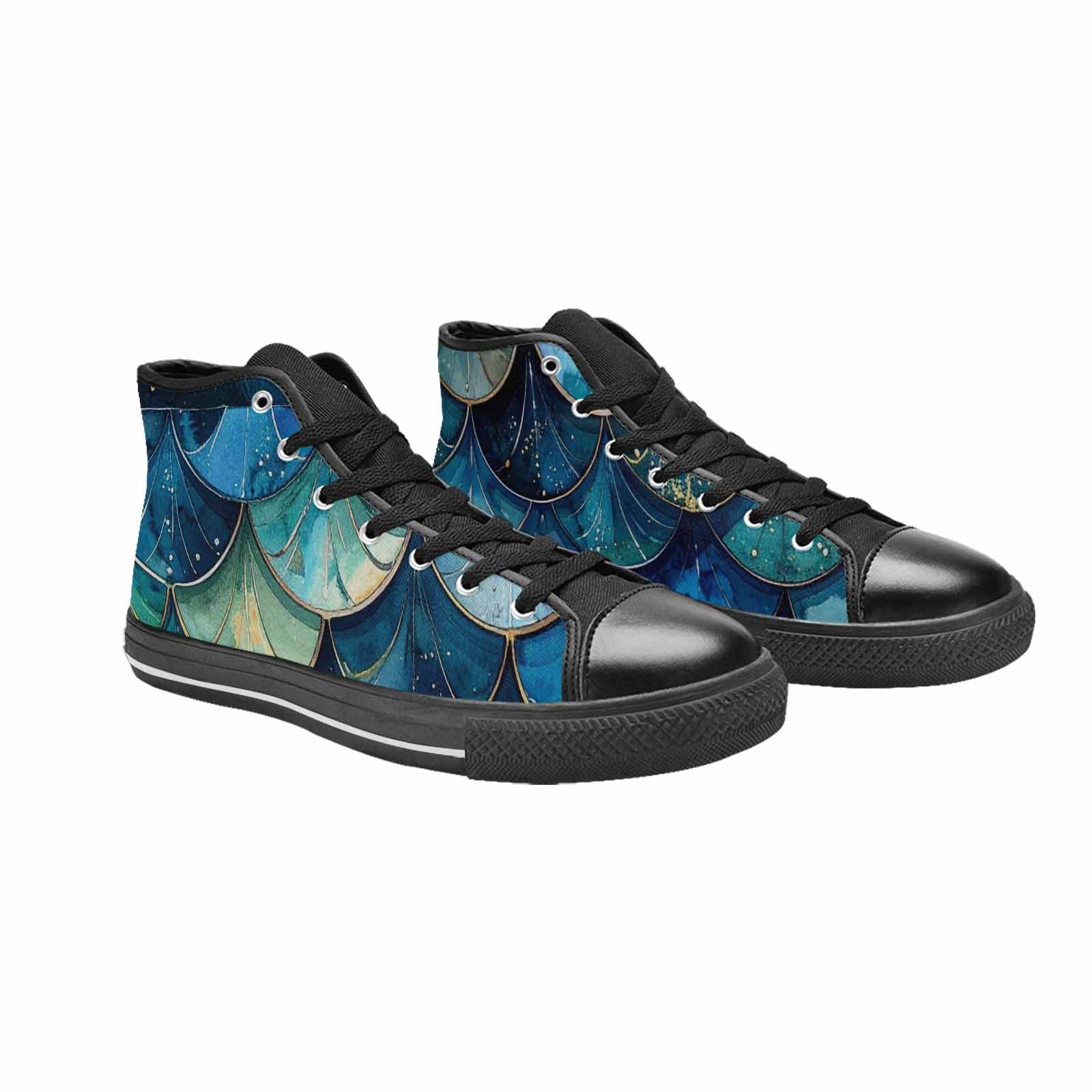 MEN'S Mermaid Scale High Top Canvas Aesthetic Custom Sneakers
