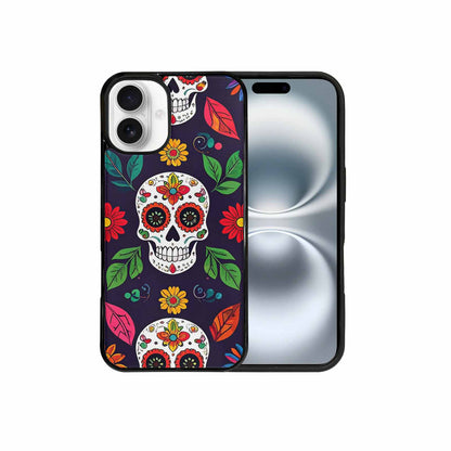 iPhone 16 Plus Case — Sunflowers And Skulls, Unique Phone Case Design