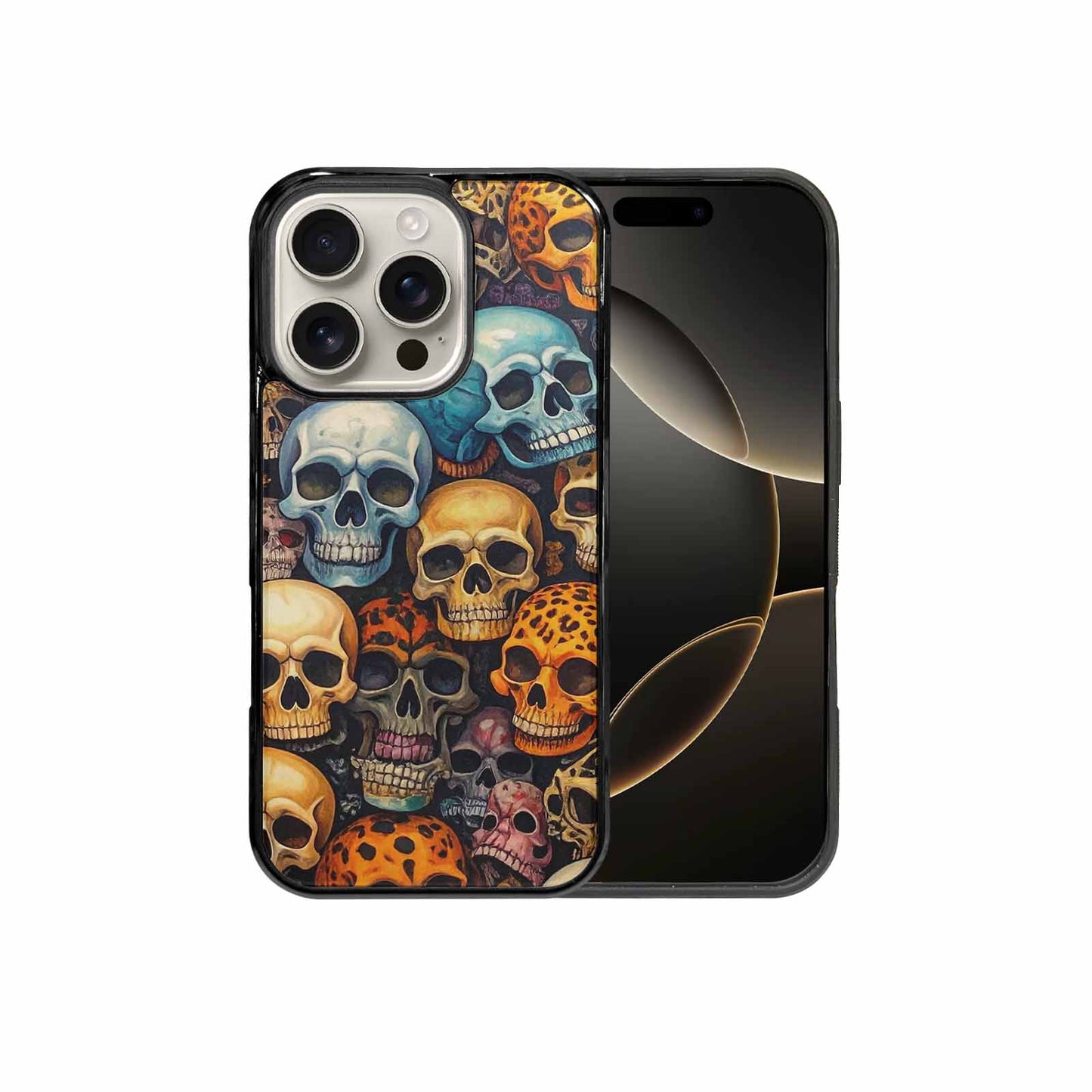 iPhone 16 Pro Case — Skulls Pattern Hundreds Of Sma, Custom Made Phone Cover