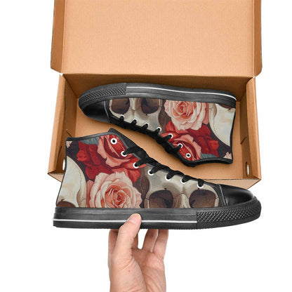 WOMEN'S Skulls Roses Soft Airbrush High Top Canvas Neon Fantasy Custom Sneakers