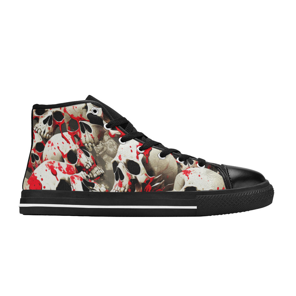 WOMEN'S Splatter Skulls 3 High Top Canvas Dark Academia Custom Sneakers