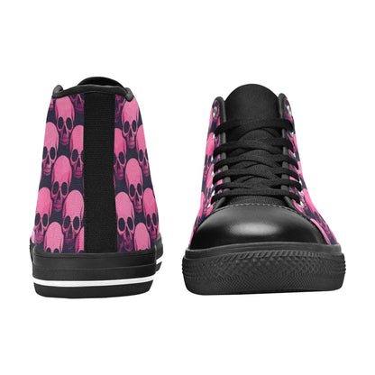 WOMEN'S Skull Underground Comix Black High Top Canvas Neon Fantasy Sneakers
