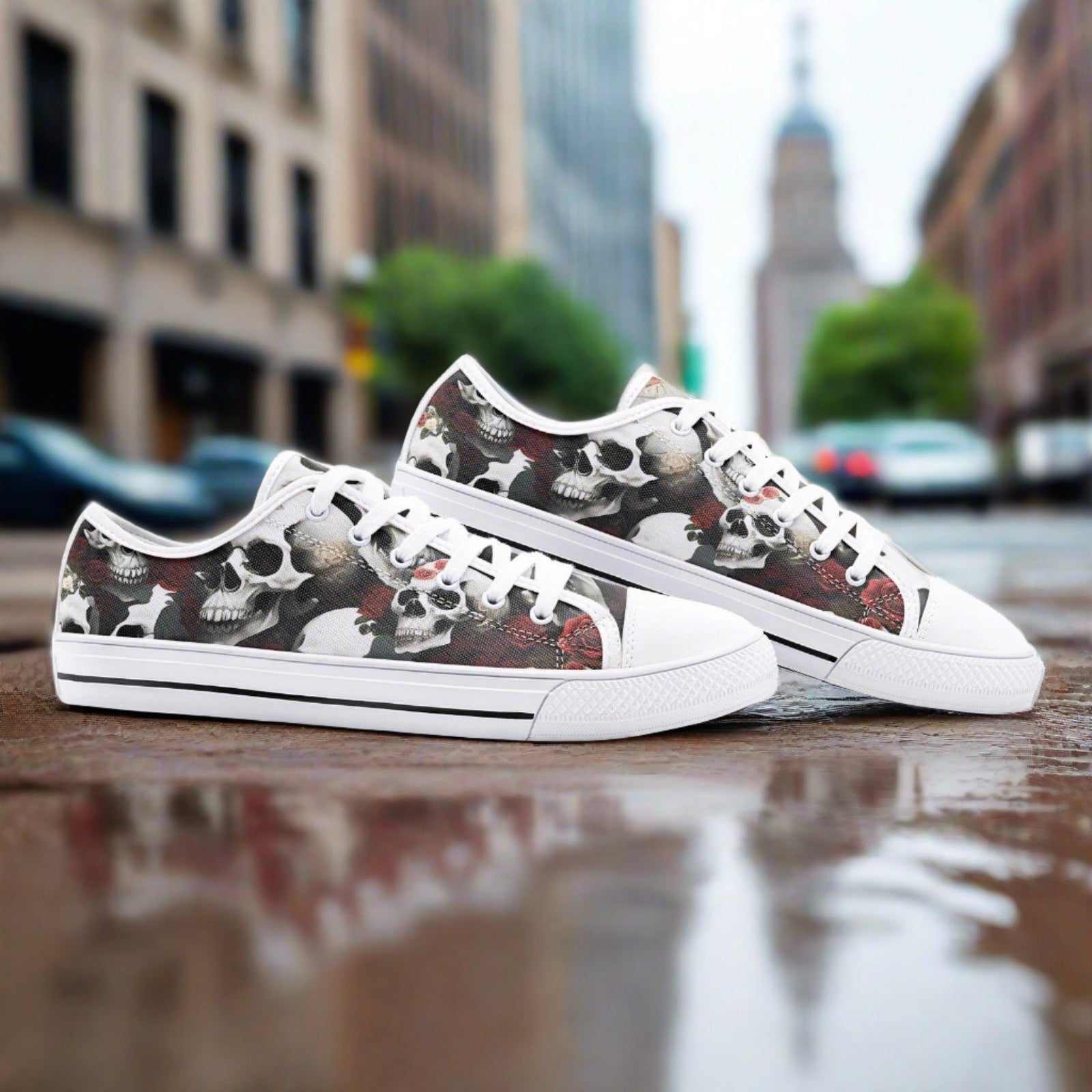 Cherry Blossom Navy Indigo Unique Bold Art - Freaky Shoes | Custom Art Sneakers