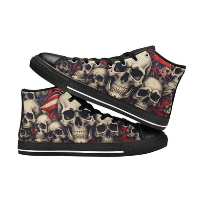 WOMEN'S Patriotic Skull Flag High Top Canvas Vibrant Chaos Custom Sneakers