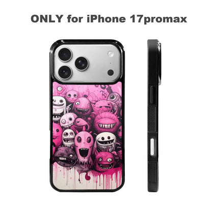 iPhone 17 Pro Max Case — Black &amp; Pink Ink Cartoon Cute, Personalized Phone Case