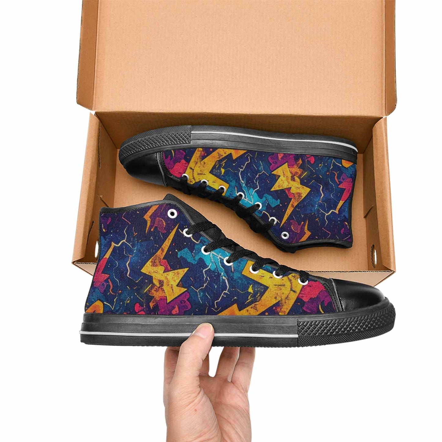 MEN'S Lightning Bolt High Top Canvas Dreamcore Custom Shoes
