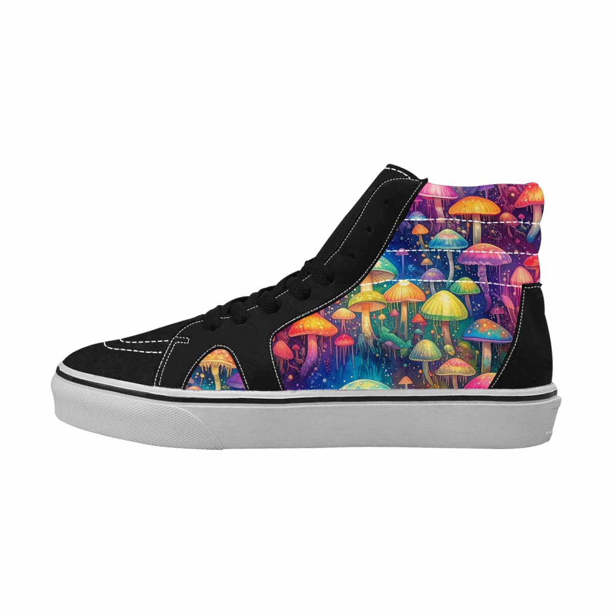 MEN'S Rainbow Drip Mushrooms High Top Canvas Cottagecore Sneakers