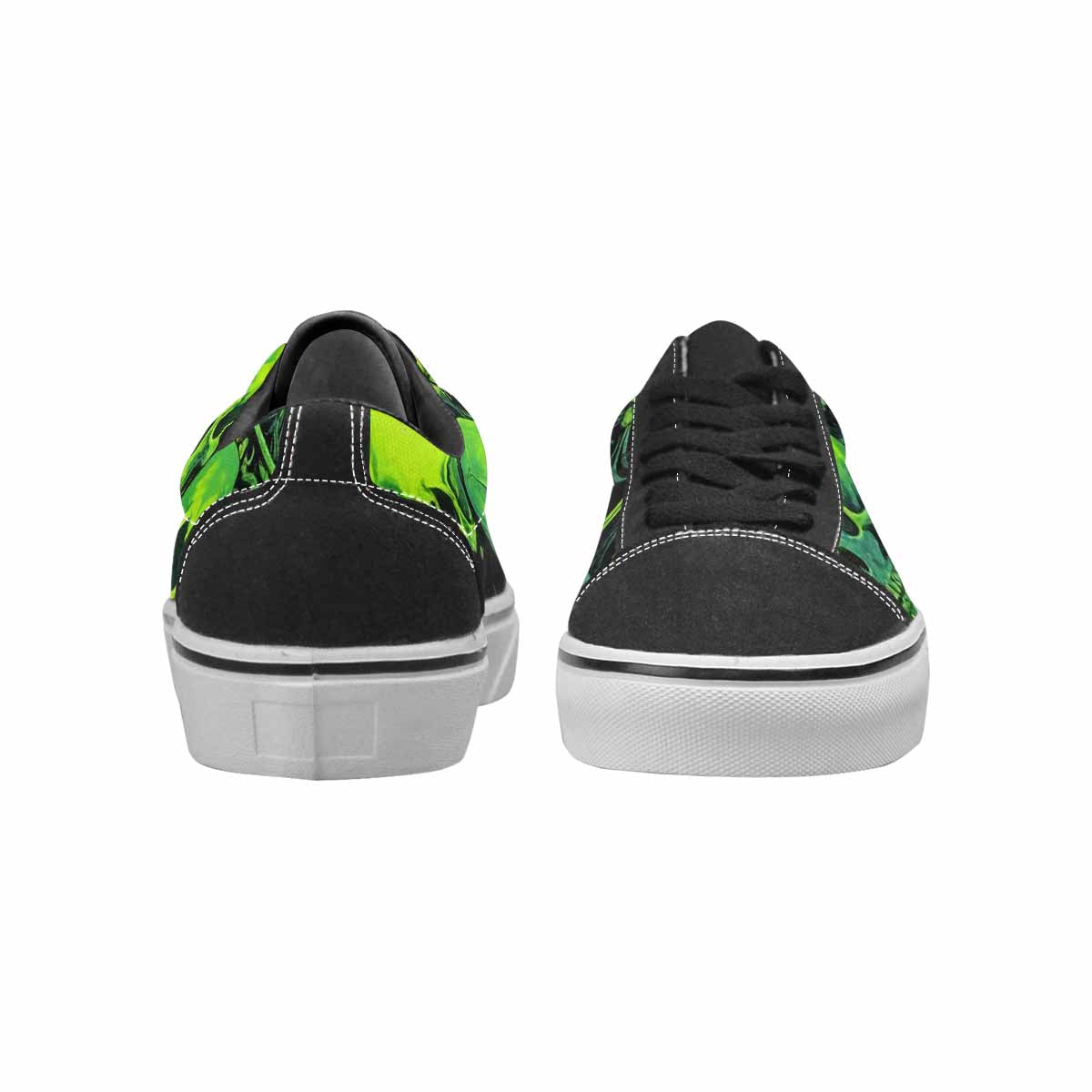 WOMEN'S Skeletons × Neon Green Lace-Up Canvas Vibrant Chaos Sneakers