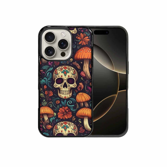 iPhone 16 Pro Case — Mushrooms And Skulls, Custom Printed Phone Case