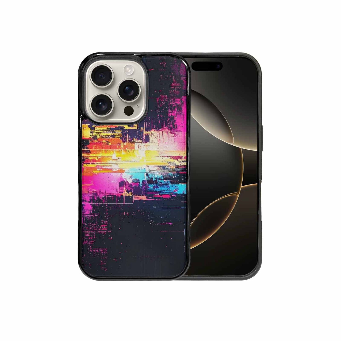 iPhone 16 Pro Case — Glitch Dark Art Seamless Pattern Vibrant, Unique Phone Case Design