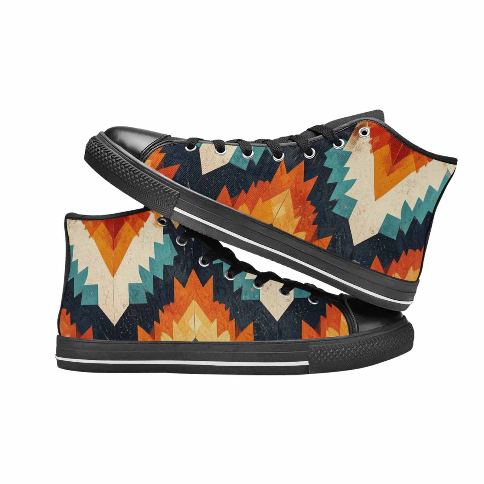WOMEN'S Southwestern Geometric Diamond High Top Canvas Vivid Sneakers