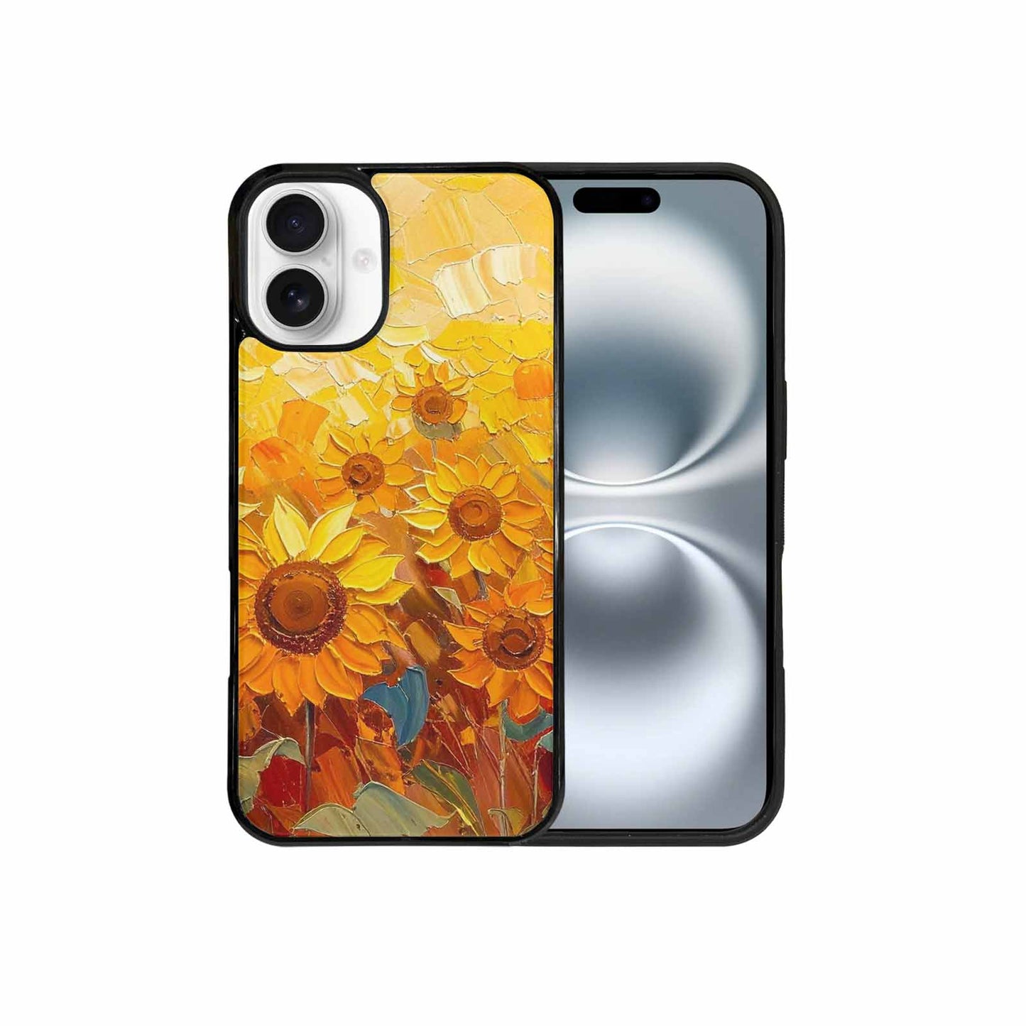 iPhone 16 Plus Case — Impressionist Sunflower Brushstroke Pattern Hundreds Of, Custom Printed Phone Case
