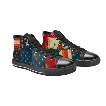 MEN'S American Flag Stars High Top Canvas Grunge Sneakers
