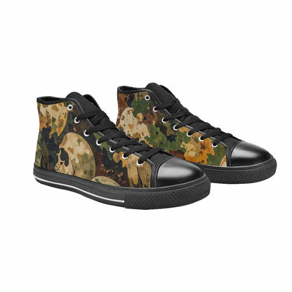 WOMEN'S Military Camo Skull High Top Canvas Wallpaper Art Shoes