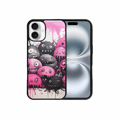 iPhone 16 Plus Case — Monsters General Black Pink Ink Cartoon, Unique Phone Case Design