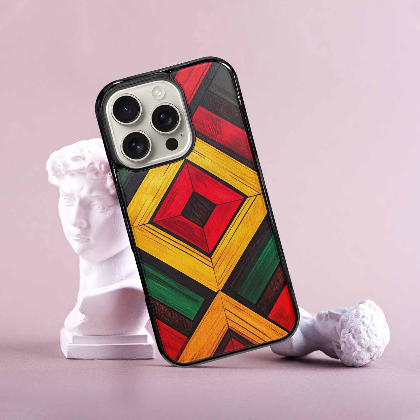 iPhone 16 Pro Case — African Kente Cloth Inspired Pattern Geometric, Custom Printed Phone Case