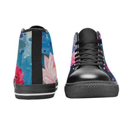 WOMEN'S Monet-Style Impressionist Water High Top Canvas Dark Academia Custom Sneakers