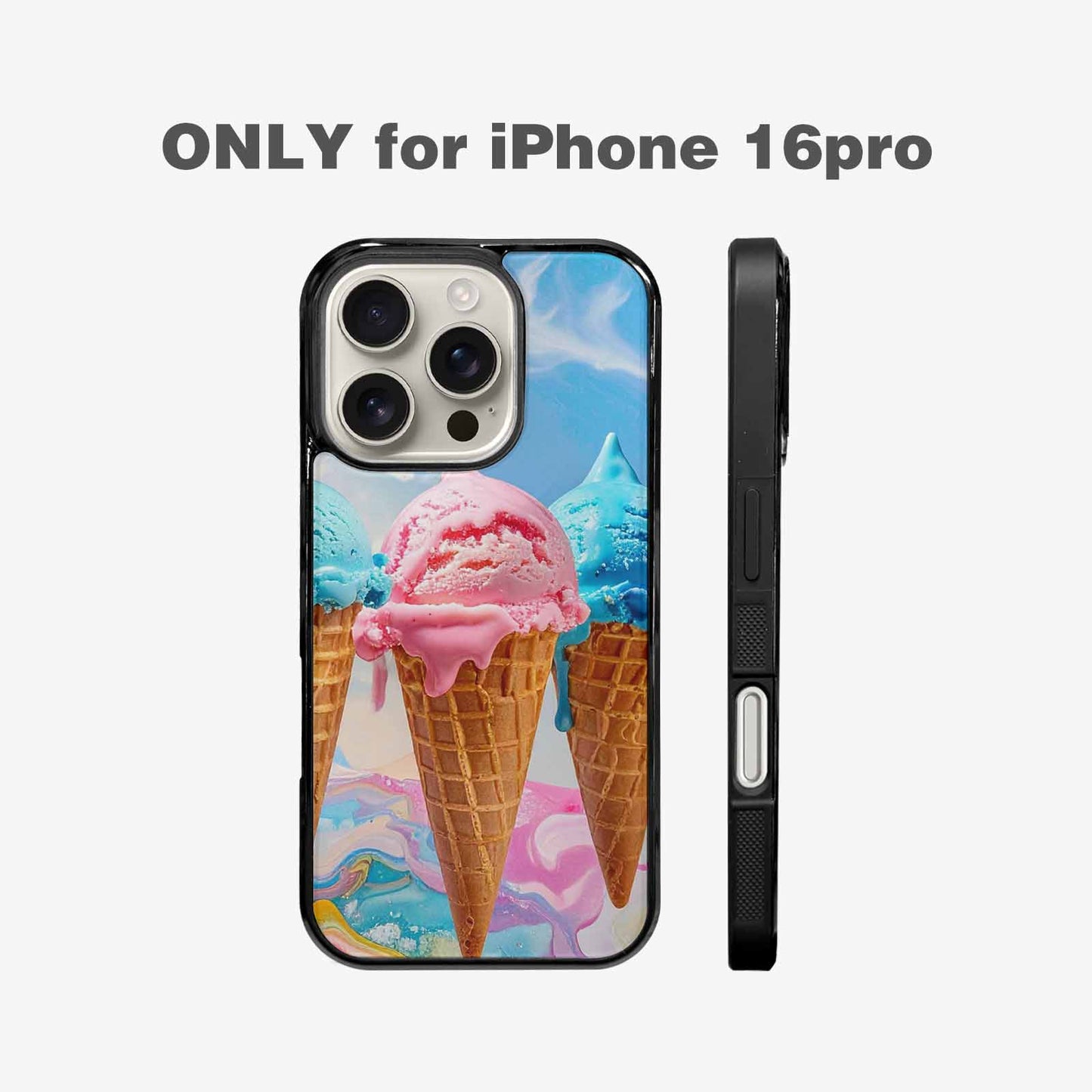 iPhone 16 Pro Case — Collage Of Overlapping Waffle Cone Icecream, Customized Protective Case
