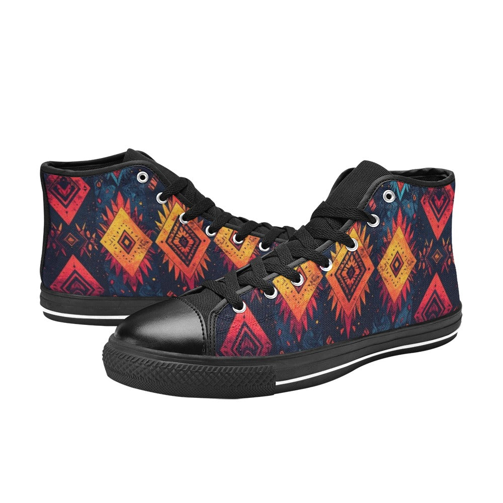 Wild Tribal Ripple 2 Kids' High Top Canvas Shoes