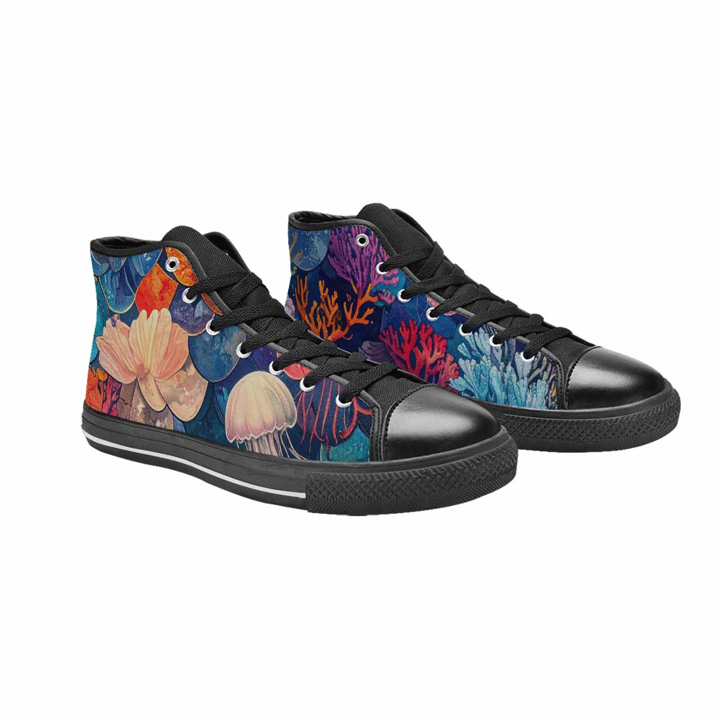 WOMEN'S Fish Scale Coral High Top Canvas Wallpaper Art Shoes