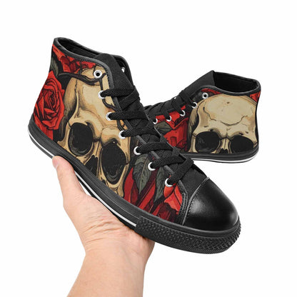 WOMEN'S Skulls Roses Bold Pen Ink High Top Canvas Y2K Sneakers