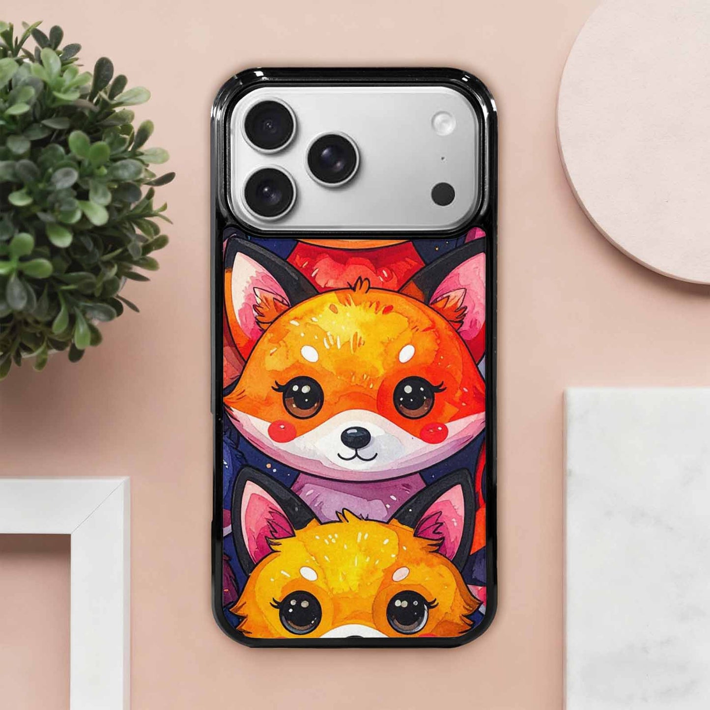 iPhone 17 Pro Max Case — Watercolor Kawaii Fox Watercolor Abstract, Custom Designed Case Cover