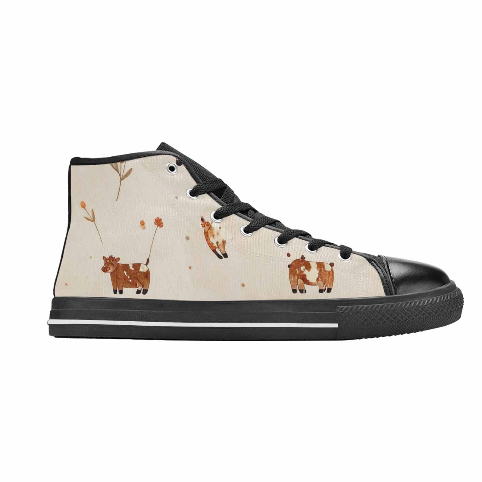 WOMEN'S Cow Animal Print High Top Canvas Neon Fantasy Custom Shoes