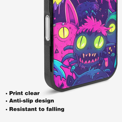 iPhone 16 Plus Case — Mixed Toxic Glow Creature Pattern Hundreds, Custom Printed Phone Case
