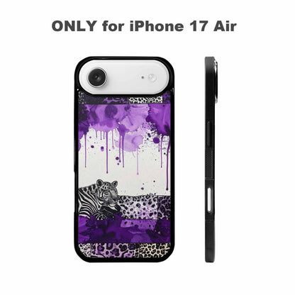 iPhone 17 Air Case — Black Purple Ink Animal Print Animal, Custom Designed Case Cover