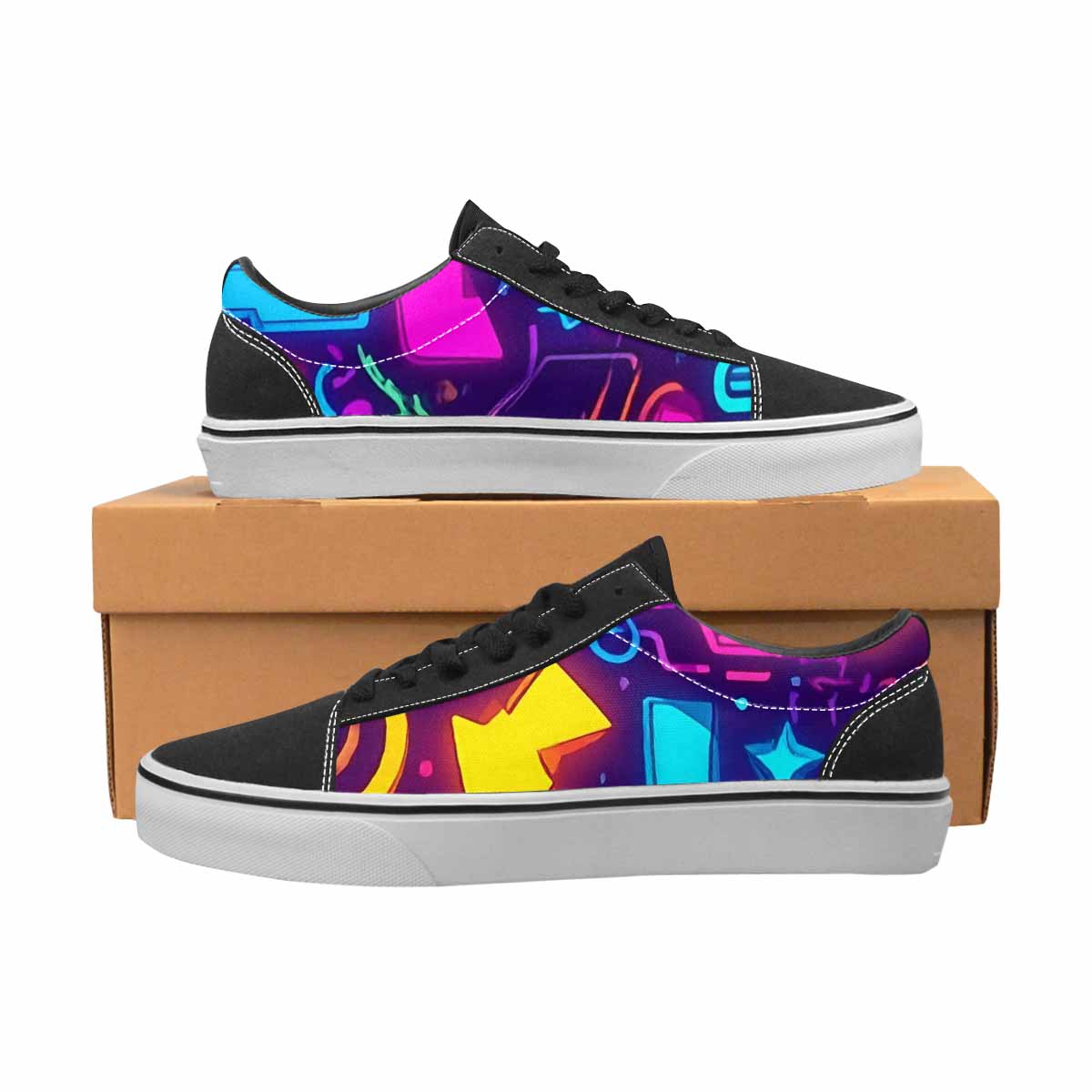 WOMEN'S 80s Retro Motif Lace-Up Canvas Dreamlike Custom Shoes
