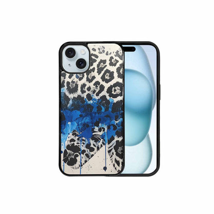 iPhone 15 Plus Case — Animal Print Black Blue Ink Animal, Custom Designed Case Cover