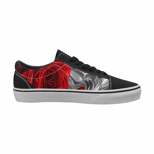 WOMEN'S Skulls Roses Chrome Airbrush Canvas Lace-Up Neon Fantasy Custom Sneakers