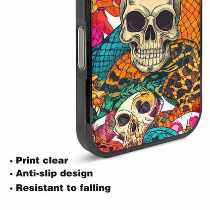 iPhone 16 Pro Case — Snake Print Skull, Custom Art Phone Cover