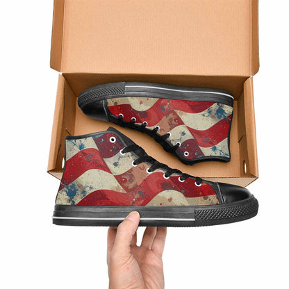 MEN'S American Flag Stars High Top Canvas Grunge Custom Sneakers