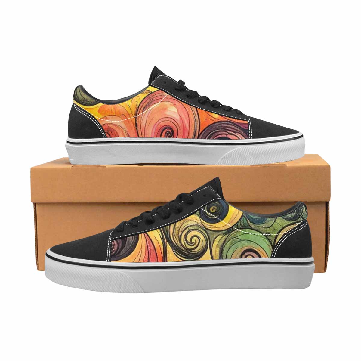 WOMEN'S Tie Lace-Up Canvas Melting Art Custom Sneakers