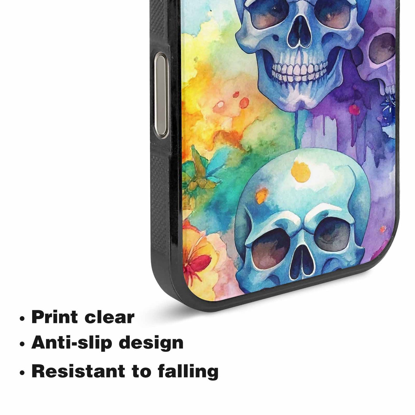 iPhone 16 Pro Case — Kulls Watercolor Skulls Small Skull Pattern, Unique Phone Case Design