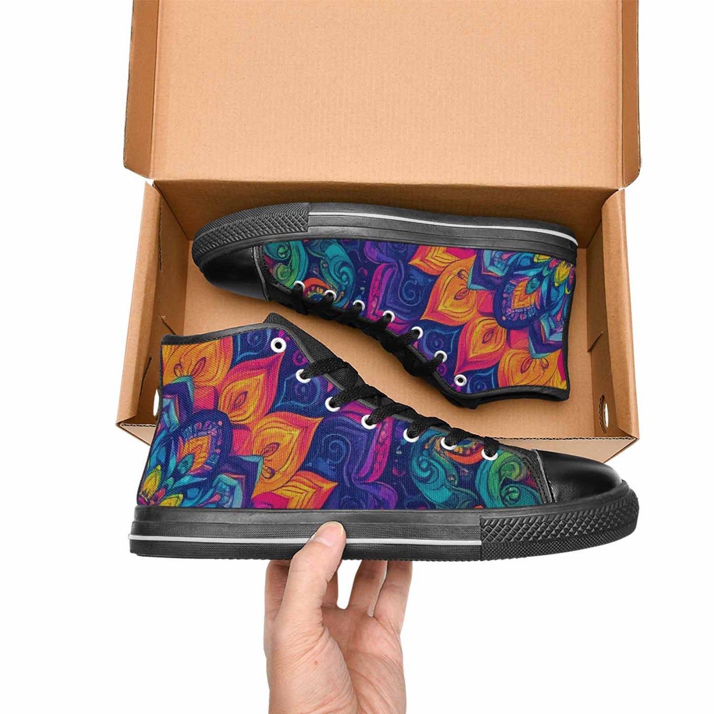 WOMEN'S Tie Dye Mandala High Top Canvas Y2K Custom Sneakers