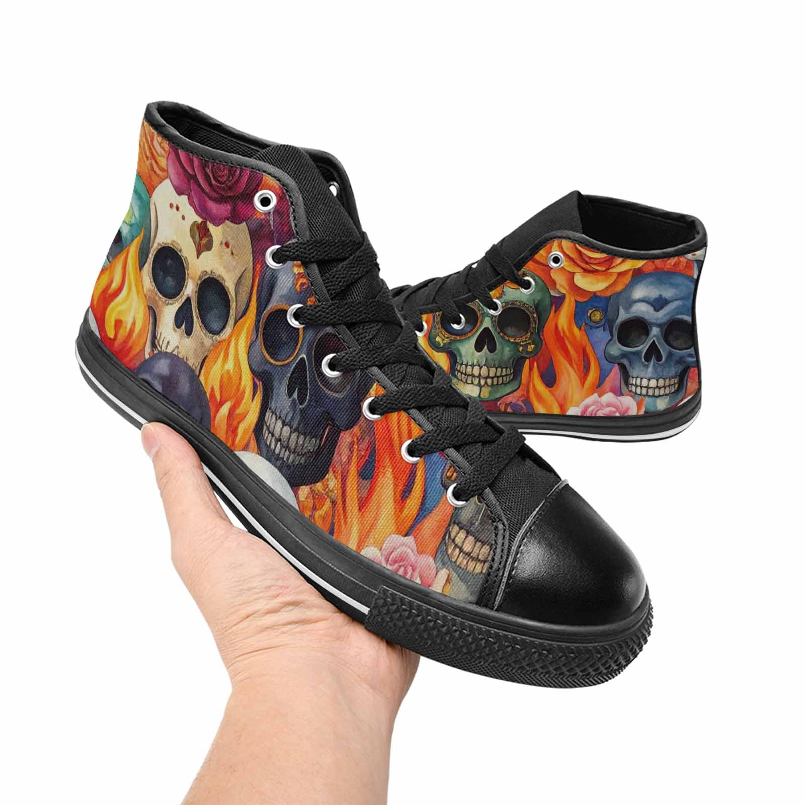 MEN'S Skull High Top Canvas Dark Academia Sneakers