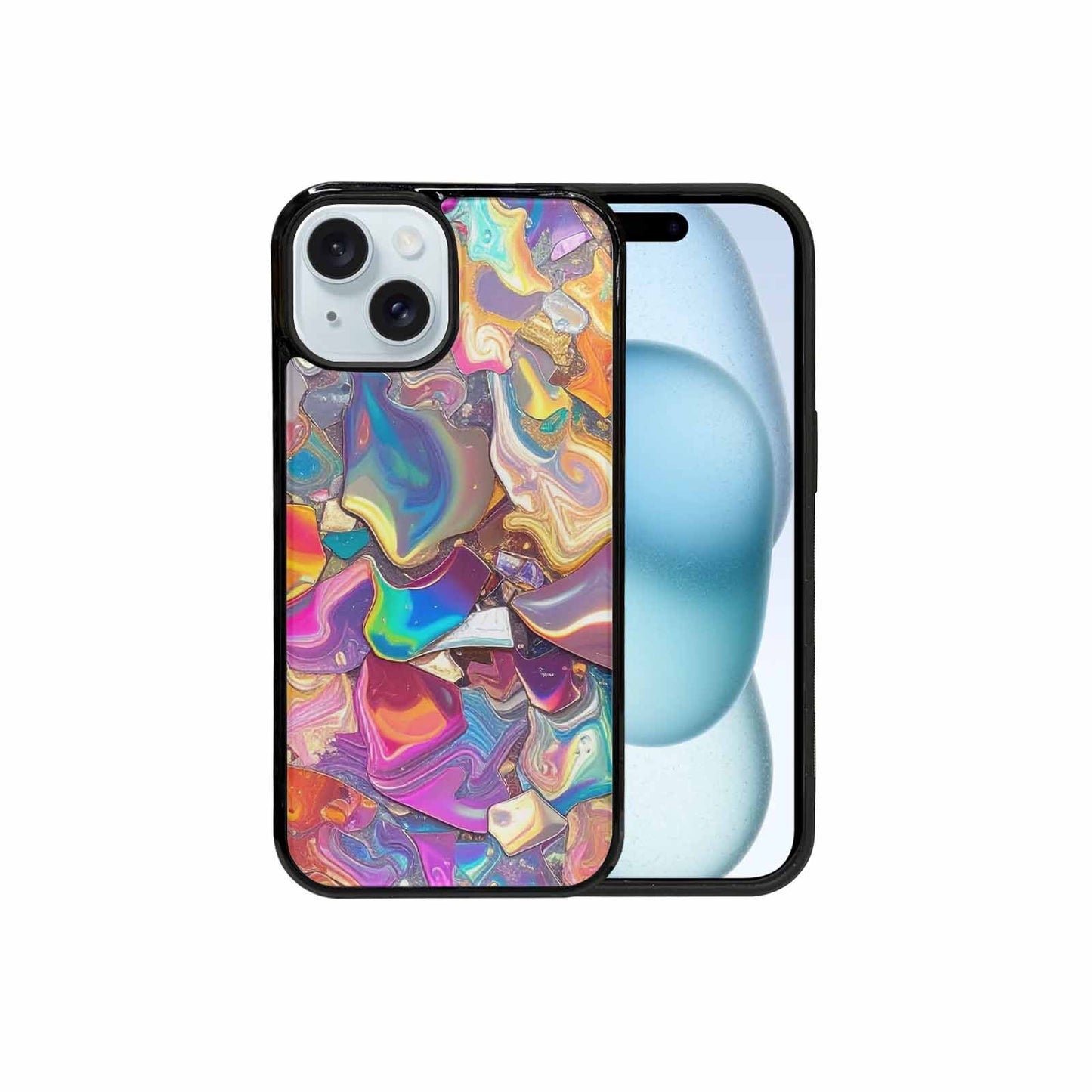 iPhone 15 Case — Holographic Iridescent Shimmer Pattern Hundreds Of, Custom Designed Case Cover