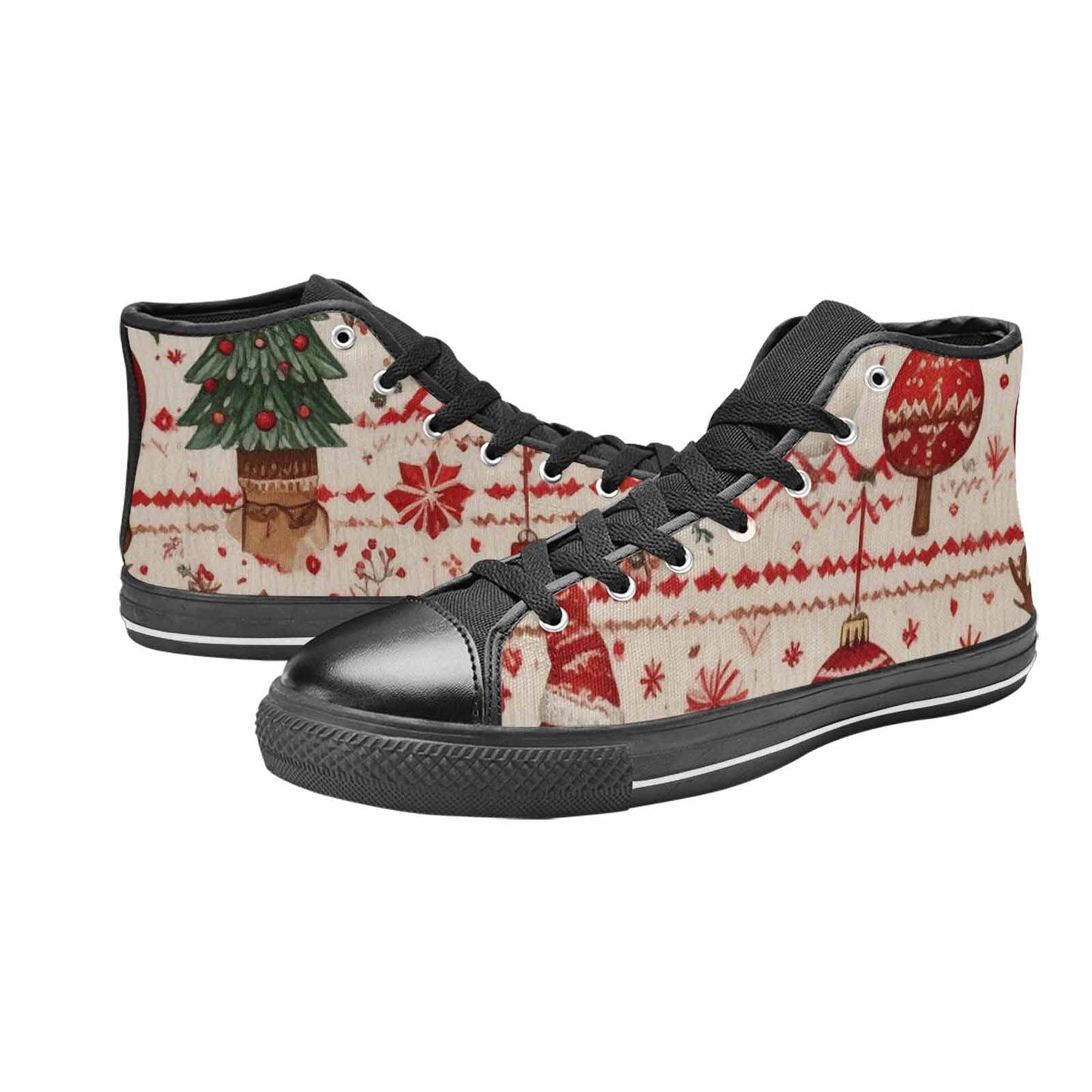 MEN'S Christmas Holly Snowflake High Top Canvas Neon Fantasy Sneakers