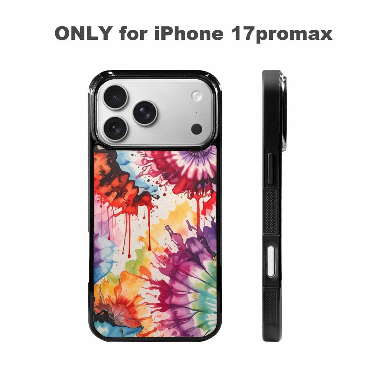 iPhone 17 Pro Max Case — Tie Dye Swirls Black Tie Dye, Personalized Phone Case