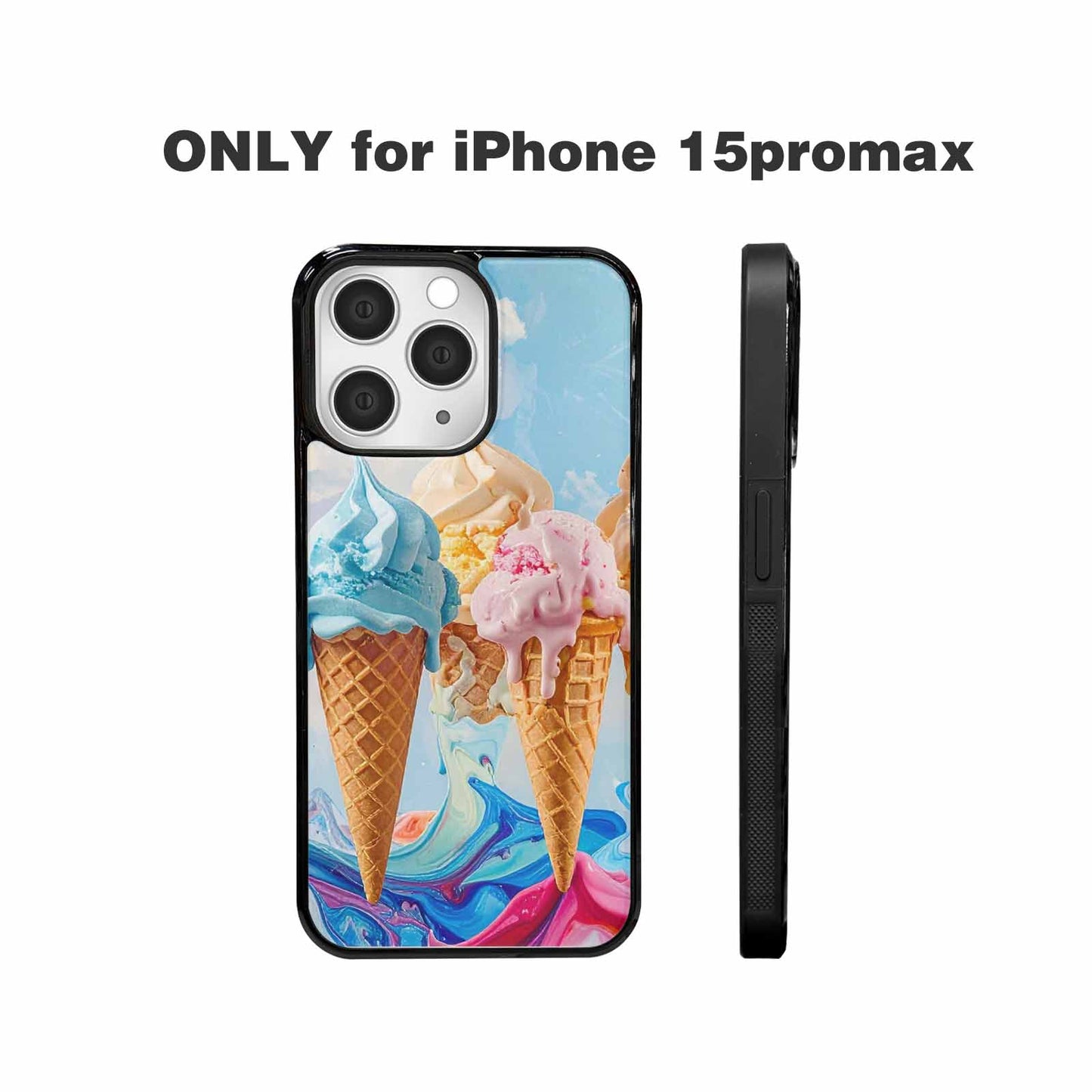 iPhone 15 Pro Max Case — Collage Of Overlapping Waffle Cone Icecream, Original Design Phone Case