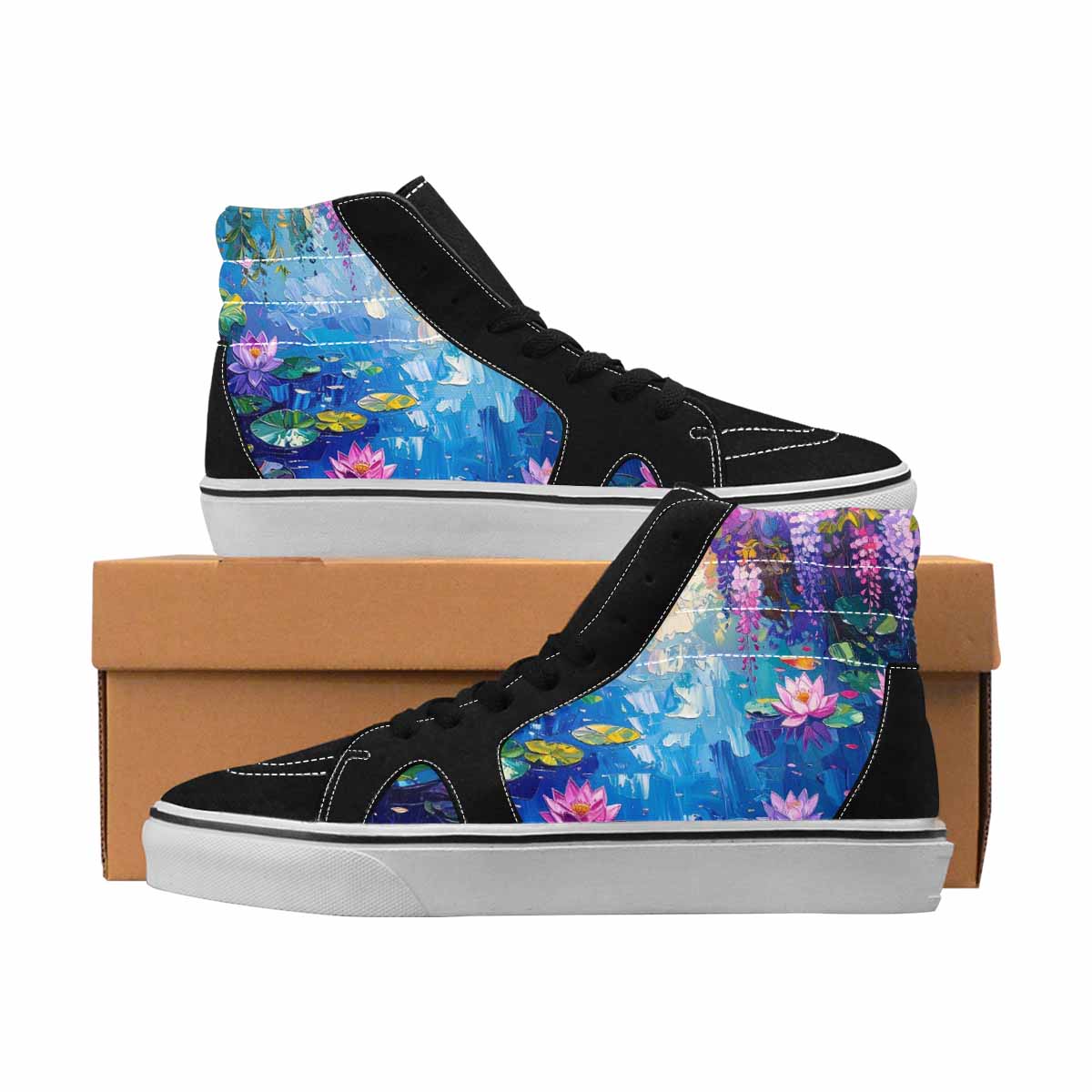 MEN'S Monet Full Color High Top Canvas Graphic Print Aesthetic Customized Sneakers