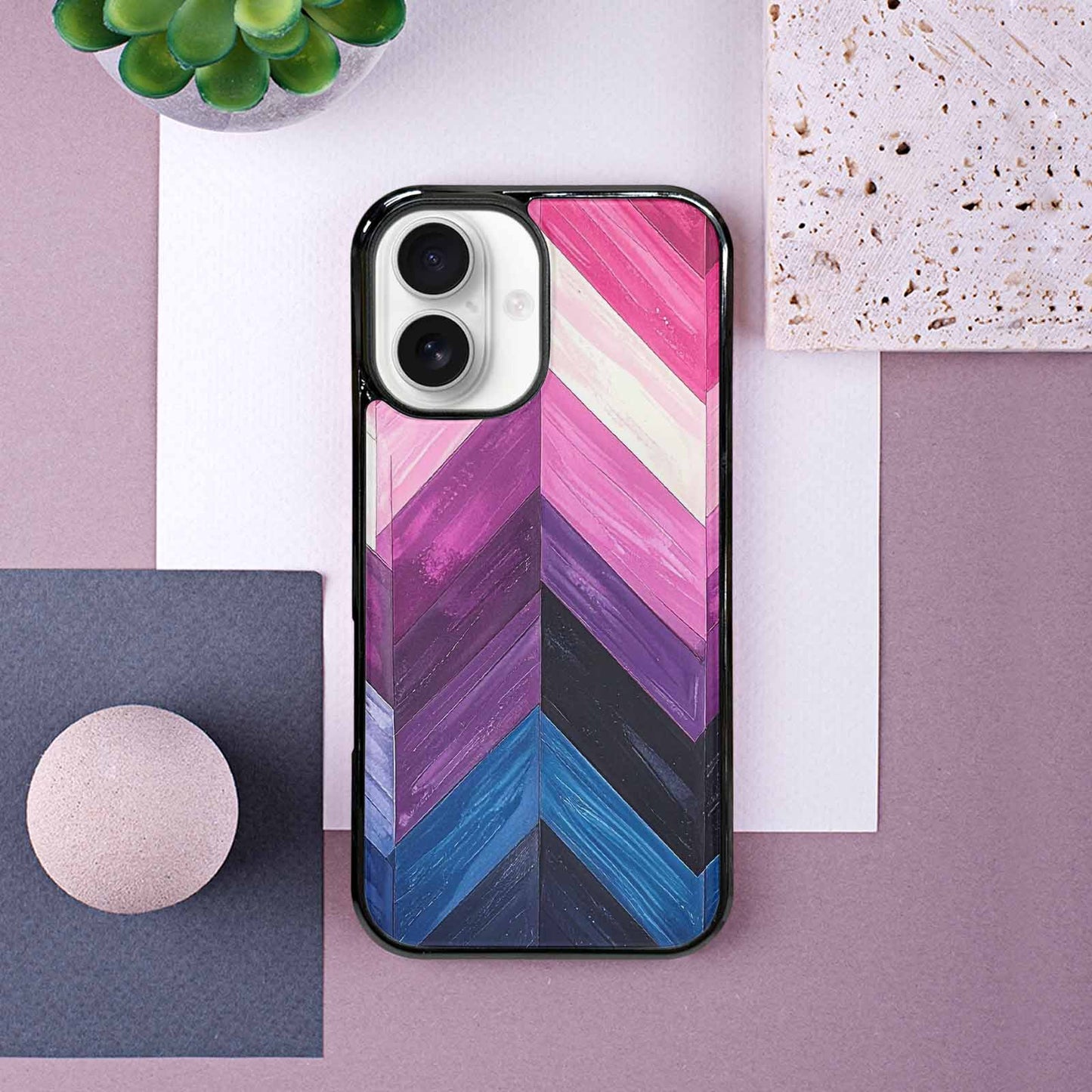 iPhone 16 Case — Genderfluid Flag Color Theme Small Rainbow, Custom Print Case Cover